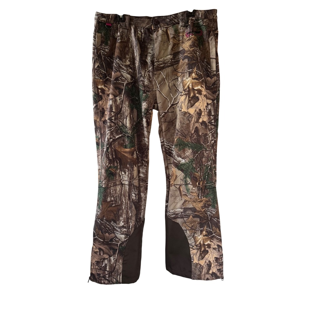 Realtree Xtra Camo Hunting Pants Womens Brown Pink Accents Zippered Hem No Tag